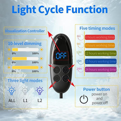 N30 Aquarium Reef Light, 30 Watts Dimmable Timing Full Spectrum for Marine Fish Tank Saltwater Nano Tank Reef Light for Coral