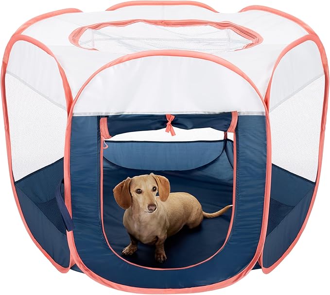 Furhaven Portable Dog Playpen Cat Tent, Pet Playground/Kennel Foldable Indoor Outdoor Zippered Puppy Crate - Navy, Medium