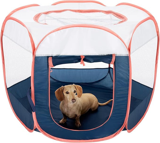 Furhaven Portable Dog Playpen Cat Tent, Pet Playground/Kennel Foldable Indoor Outdoor Zippered Puppy Crate - Navy, Medium