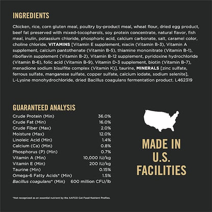 Purina Pro Plan High Protein Cat Food With Probiotics for Cats, Chicken and Rice Formula - 16 lb. Bag