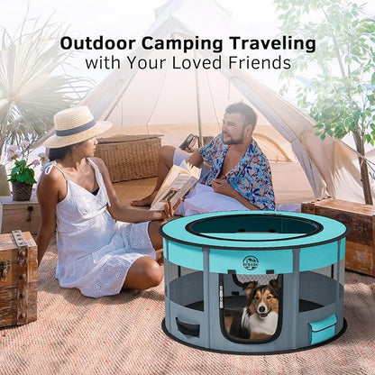 Dog Playpen Puppy Play Pen Indoors Pet Crate Small Dog Cage Portable Foldable Cat Kennel for Kitten Hamster Rabbit Bunny Guinea Pig with Collapsible Food Bowl Carrying Case