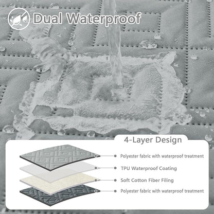 hyha Waterproof Dog Blanket, Soft Pet Bed Blankets, Waterproof Sofa Couch Cover for Dogs Washable, Reversible Pet Couch Covers for Sofa Furniture (68x82 Inch, Grey/Dark Grey)