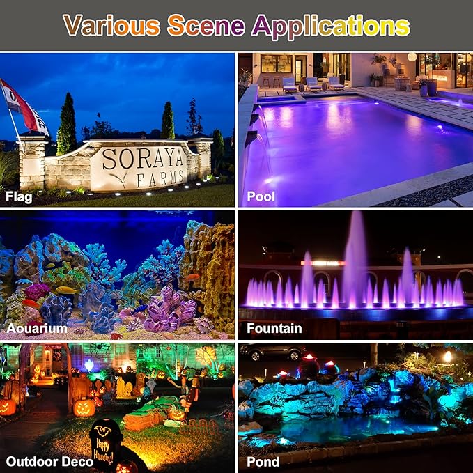 RGB Pond Lights with Timer, Super Bright LED Underwater Submersible Colorful Landscape Spotlights, Remote Control IP68 Waterproof Fountain Lights for Fish Aquarium Tank Garden Yard (Set of 5)