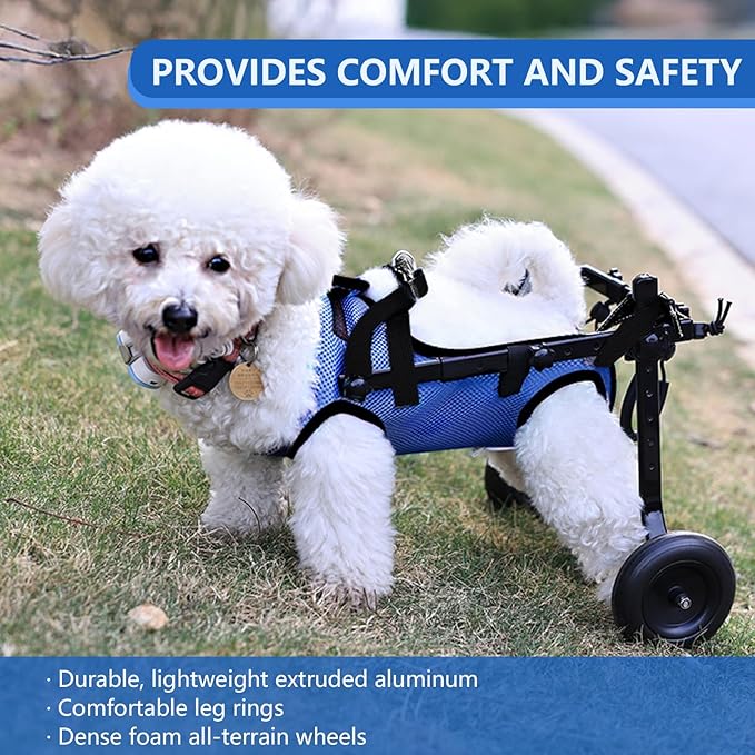 Updated Dog Wheelchair for Back Legs, Small Dog Wheelchair Carts with Wheels, Light Weight Wheelchair for Leg Support Helps Senior, Injured, Paralyzed (Blue, S)