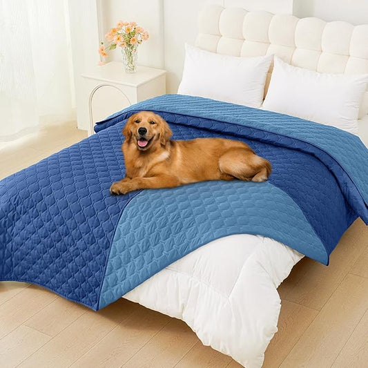 Smiry Waterproof Dog Blanket, Soft Dog Bed Cover Pet Blanket, Reversible Couch Cover for Dogs Washable, Pet Couch Covers for Sofa Furniture Protector for Puppy Cat (82x120 Inch, Navy/Blue)