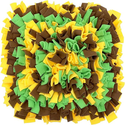 Pet Snuffle Mat for Dogs, Dog Feeding Mat, Nosework Training Mats for Foraging Instinct Interactive Puzzle Toys (Yellow&Brown&Green)