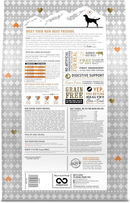 I and love and you Nude Super Food Dry Dog Food - Turkey + Chicken - Prebiotic + Probiotic, Grain Free, Real Meat, No Fillers, 23lb Bag