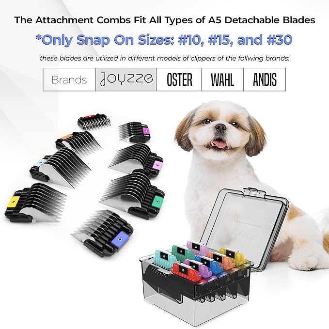 A5 Clipper Stainless Steel Comb Set  Grooming Guide Combs for Dogs, Cats & Horses  Fits Detachable Blades #10, #15, #30  Not Compatible with 5-in-1 Clippers