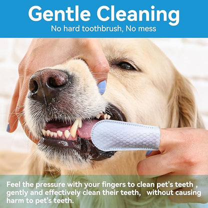 Netrue Dog Teeth Cleaning Wipes, Dog Dental Cleaning Finger Wipes for Dogs Teeth，Dog Tooth Wipes- Reduces Plaque & Freshens Breath (60 Count)
