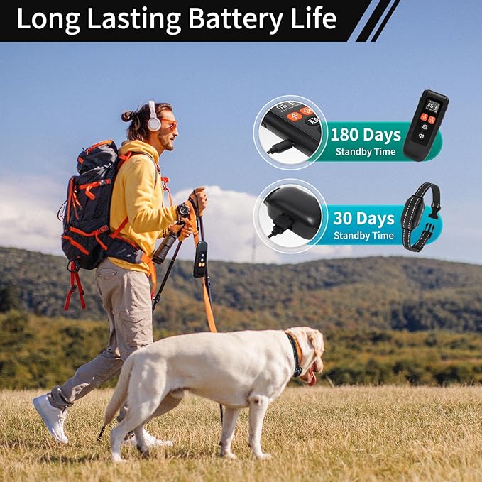 Dog Shock Collar with Remote Control, Bark Collar for Large Medium Small Breed 15-100 Lbs Waterproof, Beep Vibrate Shock Electric Dog Training Collar with Remote, Dog Barking E Collar