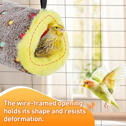 MEWTOGO Small Warm Bird Nest House - Cozy Bird Bed for Cage with Mat, Hanging Hammock Shed Hideaway Hut for Lovebirds Lineolated Parakeets Canaries Zebra Finches Society Finches Parrotlets