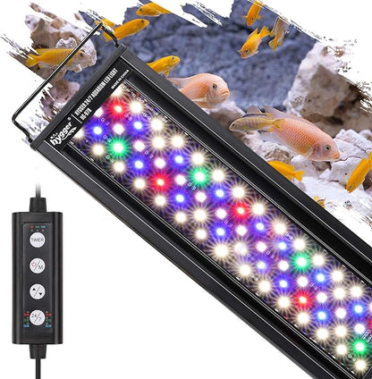 hygger 18W 24/7 Lighting Aquarium LED Light, Sunrise-Daylight-Moonlight Mode and DIY Mode, Adjustable Timer Adjustable Brightness Fish Tank Light with Extendable Bracket 7 Colors for Planted Tank