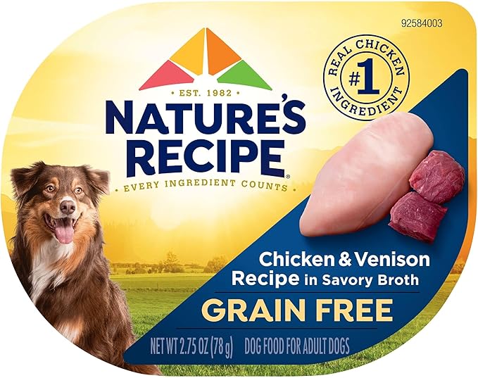 Nature_ Recipe Grain Free Wet Dog Food, Chicken & Venison Recipe, 2.75 Ounce Cup (Pack of 12)