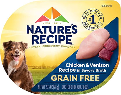 Nature_ Recipe Grain Free Wet Dog Food, Chicken & Venison Recipe, 2.75 Ounce Cup (Pack of 12)
