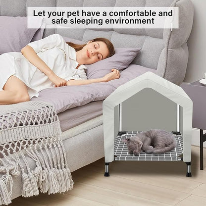 Elevated Dog House for Outdoor or Indoor - Waterproof Dog Tent Cat House, Dog Sunshade Tent, Pet House with Removable Cover, Suitable for Small Cats Dogs