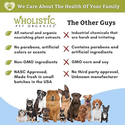 Wholistic Pet Organics Pet Shampoo Concentrate: Heavenly Herbal Organic Dog Shampoo and Conditioner - All Natural Puppy and Cat Shampoo for Dry, Itchy Skin, Allergies, Dandruff Shampoo