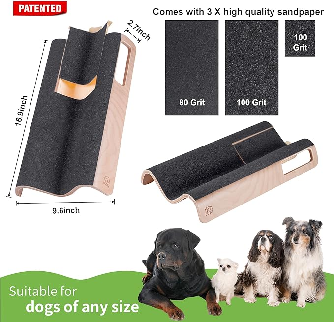 M-Shaped Dog Scratch Pad for Nails with Treat Box, Dog Nail Scratch Board for Large Dogs, Dog Nail File Toy and Shorten Dog_ Side Nail Easier (with Treat Box, L)