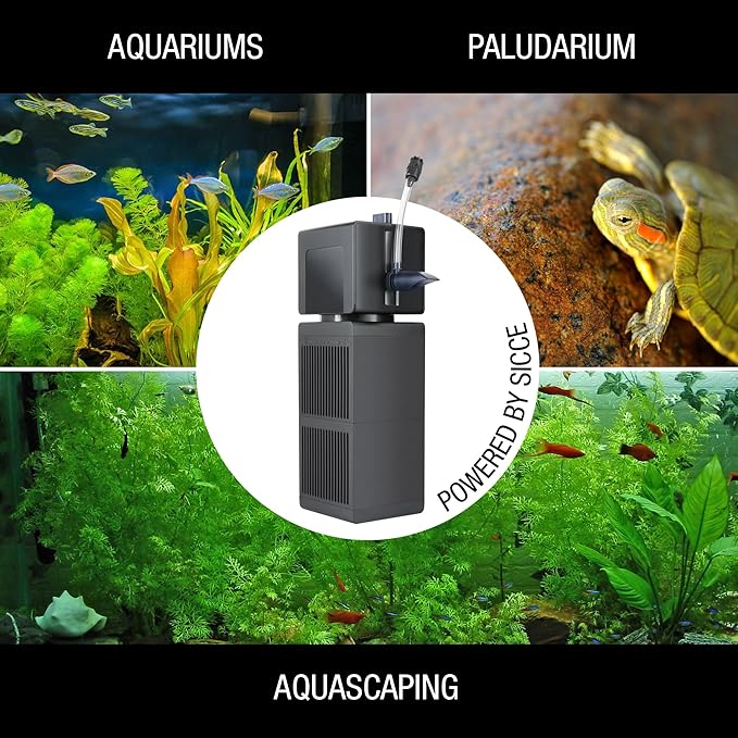 Sicce Shark PRO 500 Internal Aquarium Filter 140 GPH Submersible | Up to 37 Gallons | in-Tank Freshwater and Saltwater Application with Single Removable Filter Cartridge | Fish Tank Turtle Terrarium