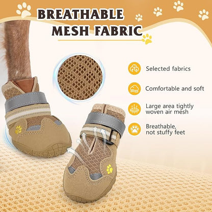 Dog Shoes for Large Medium Small Dog, Mesh Breathable Dog Shoes for Hot Pavement, Anti-Slip Dogs Boots Paw Protectors with Reflective for Outdoor Walking Indoor Hardfloors (Size 3)