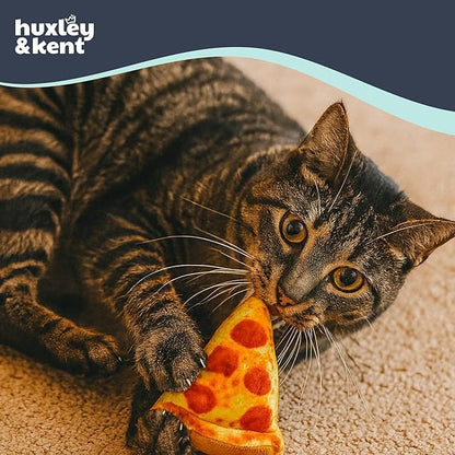 Huxley & Kent Plush Cat Toy - Interactive Catnip Toy for Cats & Kittens - Soft with Crinkle & Catnip - Fun Indoor Play - Pizza