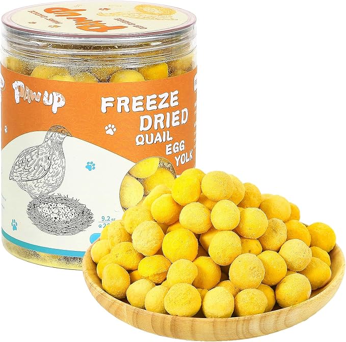 Freeze Dried Quail Egg Yolk Pet Treats, Freeze-Dried Pet Food for Dogs, Cats, Pure Fresh Ingredient, 9.2 oz, Rawhide Free, Gluten&Grain Free