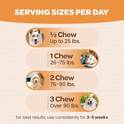 Skin and Coat Supplement for Dogs | Nourishing Omega 3 for Dogs with EPA DHA Krill Oil and Vitamin E | Dog Skin and Coat Supplement | 1 Chew up to 75lbs | NASC Certified & Made in The USA | 90 Chews