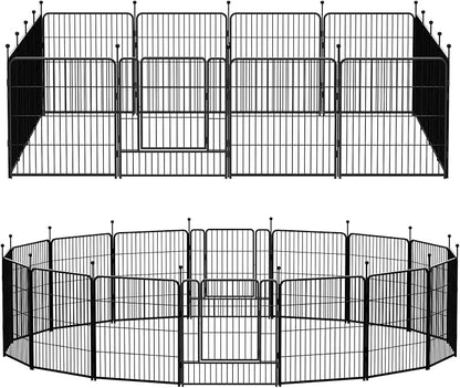 Dog Playpen, Dog Fences for The Yard, Portable Outdoor Dog Playpen for Large/Medium/Small Dogs, Foldable Metal Dog playpen, with Doors (New Thickened Version 16 Panels, 32")
