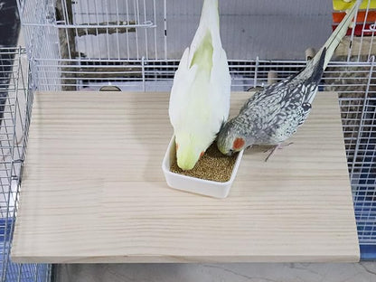 15.7_10.4 Inches Large Bird Perch Stand Platform, Natural Wooden Small Animals Cage Accessories, Rectangle Stand Perch Shelf for Parrot Parakeet Cockatiel Rat Hamster Guinea Pig Conure Chinchillas
