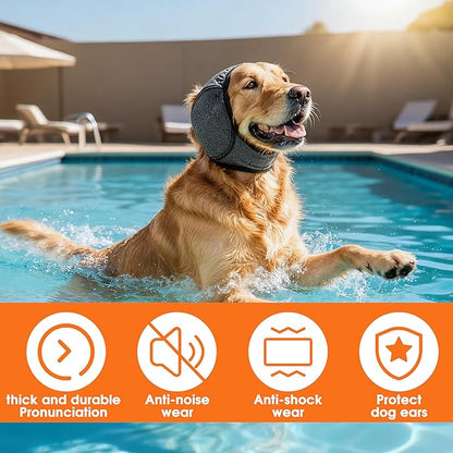 YHY Dog Ear Muffs for Noise Anxiety Protection | Calming Hoodie Design for Grooming, Bathing, Drying, Swimming & Fireworks Relief Dog Ear Covers | No-Shake Ear Wrap Helps Prevent Hematoma (Grey,M)