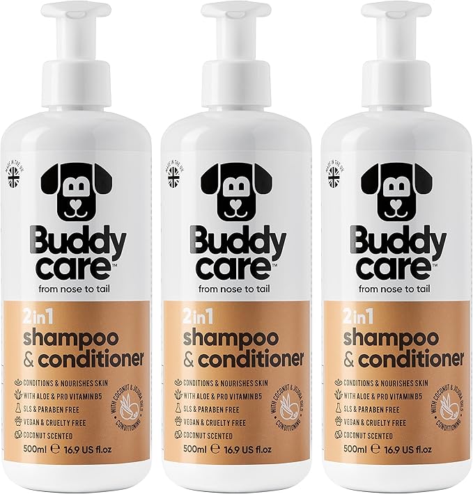 2in1 Dog Shampoo & Conditioner by Buddycare | Coconut Scented | With Aloe Vera and Pro Vitamin B5 (50.72oz)