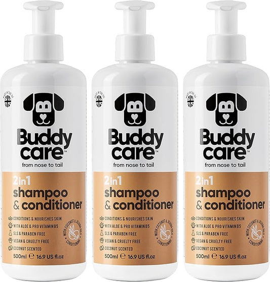 2in1 Dog Shampoo & Conditioner by Buddycare | Coconut Scented | With Aloe Vera and Pro Vitamin B5 (50.72oz)