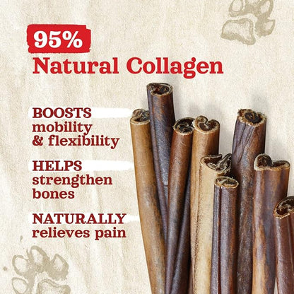 Natural Farm Collagen Dog Chews. 6 Inch, 10 Pack. Odor-Free Long Lasting Bully Sticks & Rawhide Alternative Dog Treats, 95% Collagen Low Fat, High Protein Best Dental Dog Treats  Medium & Large Dogs