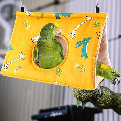 Rypet Winter Warm Bird Nest House - Hanging Hammock Velvet Shed Hut Cage Plush Fluffy Birds Hideaway Sleeping Bed Fuzzy for African Grey Cockatoo and Other Amazon Parrot Largeï¼_ellowï¼