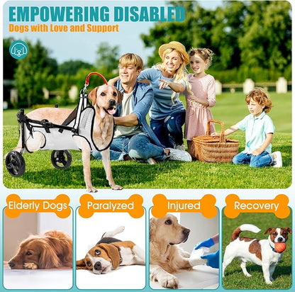 Dog Wheelchair for Back Legs, Wheelchair for Small & Medium Dog, Dog Wheelchair Cart, Doggy Wheelchair with Disabled Hind Legs, Walking Mobility Aids for Small Pet, Hind Limbs Dog Cart with Wheels