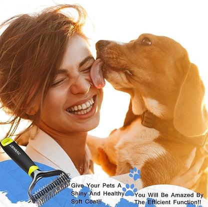 Dog and Cat Brush For Shedding Mats&Knots&Tangles High Effective.Dog Metal Comb for Grooming With Long Pin shiny Color. (X2PCS)