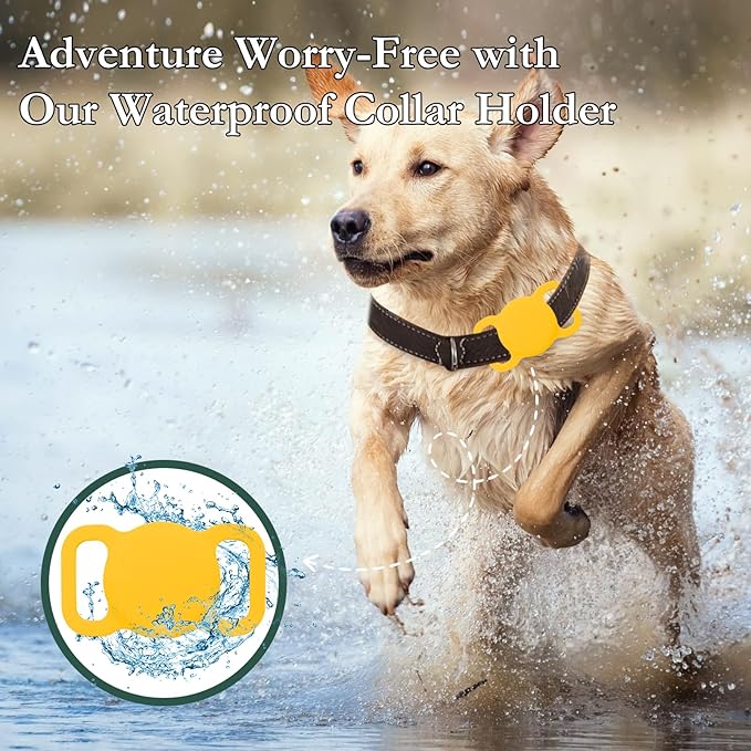 Dog Location Tracker, Waterproof Pet Tracker, MFi Certificated Tracking Device, Bluetooth with Collar Holder, No Monthly Fee, Works with Find My, Not GPS Tracker (iOS Only) (Orange)