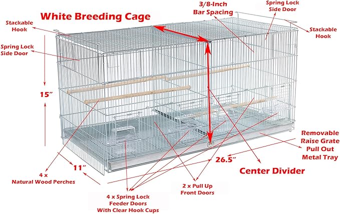 LOT of Stackable Breeder Bird Flight Cage with Removable Center Divider and Breeding Nest Box Doors with Removable Rolling Stand