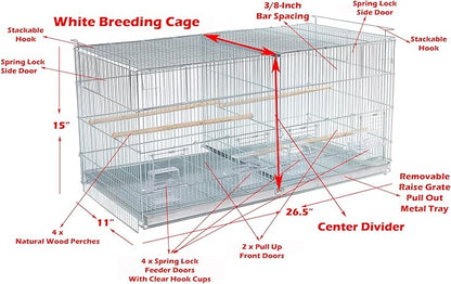 Lot of 4 Stackable Breeder Bird Flight Cage Side Breeding Nest Door with Removable Center Divider Side Breeding Nesting Box Door with Removable Rolling Stand