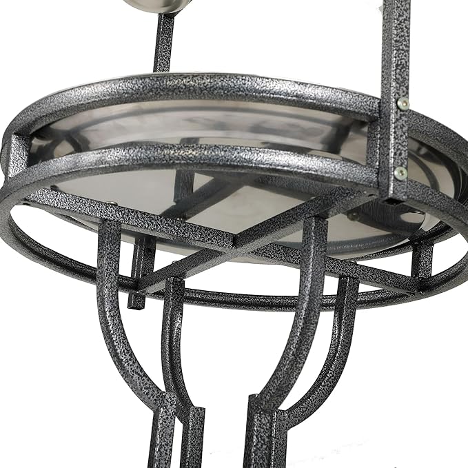 Parrot Stand Bird Perch Stand Bird Playstand with Easy Grip Tray Bowls Toy Hook Rolling Wheel Large Pet Gift Wrought Iron Play Ground Rolling Wheel (Black)