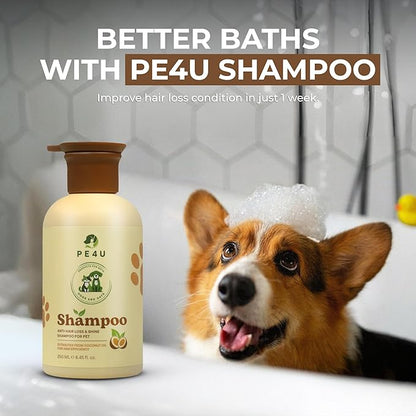 Natural Anti-Shedding & Coat-Softening Pet Shampoo, Gentle Anti Shedding Shampoo for Dogs & Cats, Reduces Shedding, Softens Fur - 8.45 Fl Oz Dog Shampoo for Shedding - Deshedding Dog Shampoo