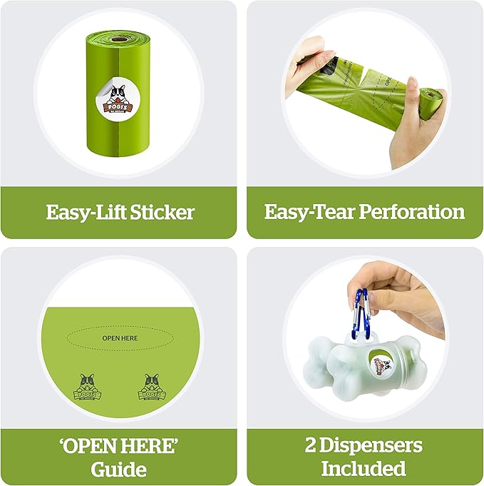 Pogi's Dog Walk n' Wipe Combo - Pogi's 750 Unscented Dog Poop Bags + 2 Poop Bag Holders and 100 Plant-based Grooming Wipes Bundle