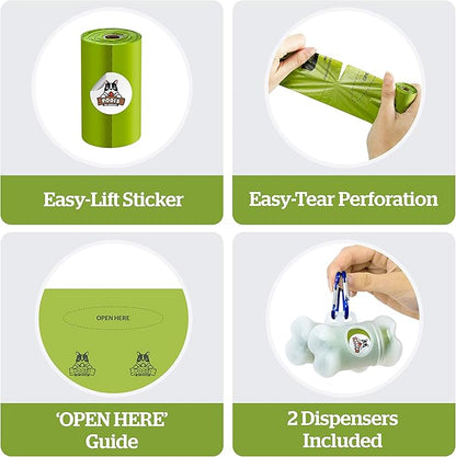 Pogi's Dog Walk n' Wipe Combo - Pogi's 750 Dog Poop Bags + 2 Poop Bag Holders and 100 Plant-based Grooming Wipes Bundle