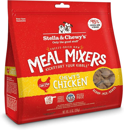 Stella & Chewy's Freeze Dried Raw Chewy_ Chicken Meal Mixers  Dog Food Topper for Small & Large Breeds  Grain Free, Protein Rich Recipe  8 oz Bag