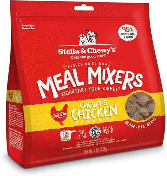 Stella & Chewy's Freeze Dried Raw Chewy_ Chicken Meal Mixers  Dog Food Topper for Small & Large Breeds  Grain Free, Protein Rich Recipe  8 oz Bag