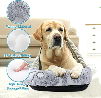 MABOZOO Dog Bolster Pillow, Glow in The Dark Dog Calming Pillow Dog Neck Pillow with Washable Cover, Dog Bed Pillow Pet Pillow for Large, Medium Dog & Cat (16 * 10 in)