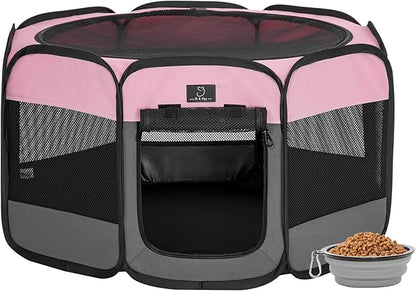 A 4 Pet Portable Cat Play Pen for Cats, 27" Foldable Kitten Playpen for Puppy/Cat/Rabbit/Chick, with Removable Zipper Top & Mesh Panel(11_ _ 7.5_)