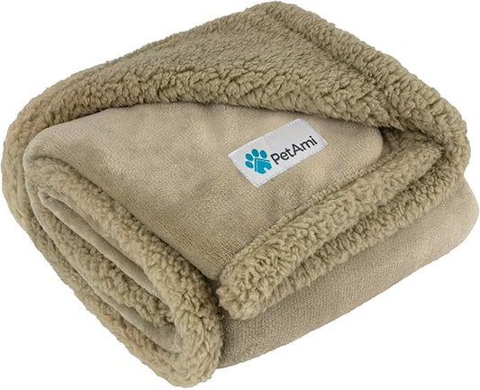 PetAmi Waterproof Dog Blanket for Small Medium Dog, Pet Puppy Blanket Couch Cover Protection, Sherpa Fleece Cat Blanket Couch Sofa Bed Furniture Protector Reversible Soft Washable 29x40 Taupe Taupe