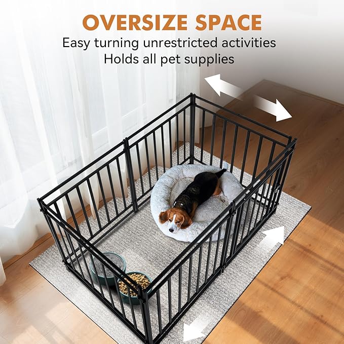40 inch Large Dog Crate Indoor,Steel Tube Heavy Duty Dog Crate,Dog Playpen with Top,Dog Cage Kennel Indoor Outdoor,Upgraded Door Lock/Oval Tube Insertion Welded/Panel Connection Methods