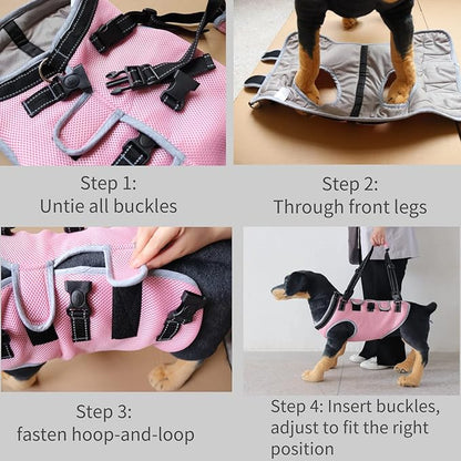Dog Lift Harness, Recovery Sling Support Vest Stair Lift for Front Legs Only, Mobility Carrier with Handle for Senior, Elderly, Disabled, Joint Injuries, Arthritis, Paralysis- Large