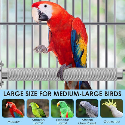 KATUMO Bird Perch - Stainless Steel - Rough Surface Stand for Small to Medium Parrots (9.8 x 1.0 inch)